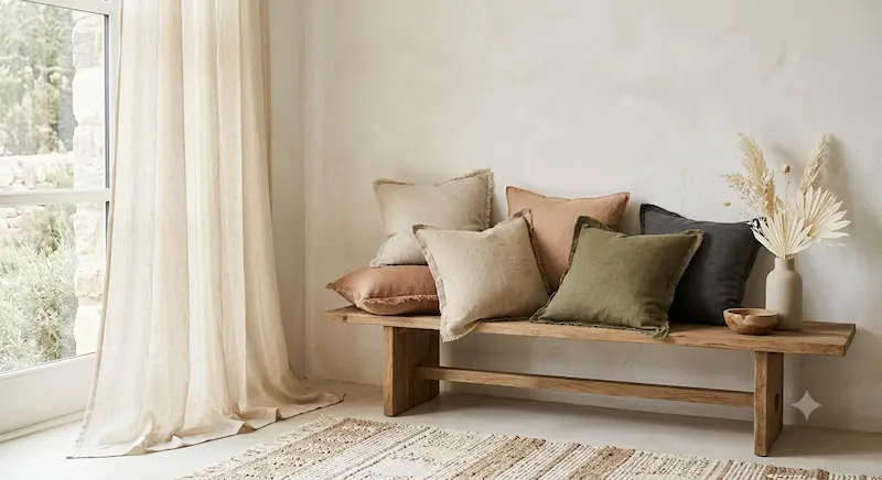 Decoración del hogar — cojines y cortinas